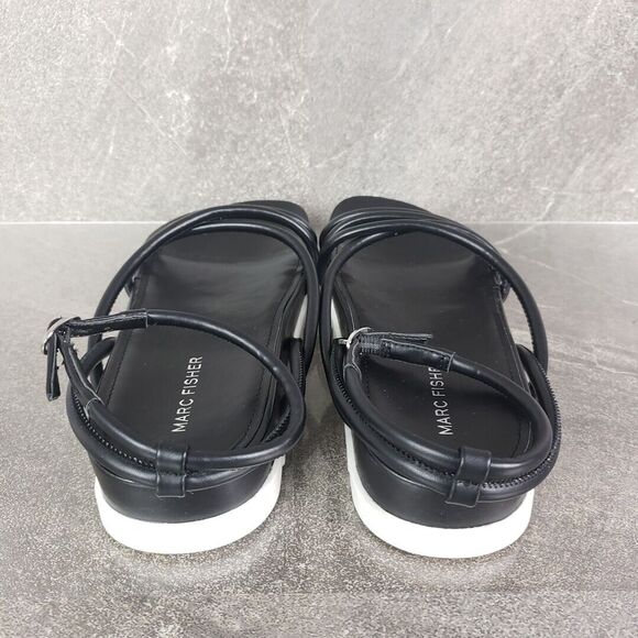 Marc Fisher Sandals Womens 7.5 Black Joylyn Strappy Sport Flat Shoes - Picture 5 of 10
